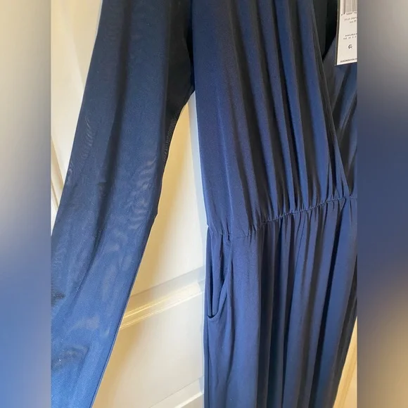 BCBGeneration Deep Blue Mesh Long Sleeve Jumpsuit size M New with Tag - Picture 7 of 9